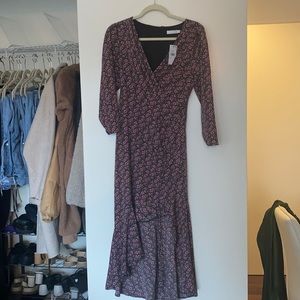 Lush NWT black and pink floral high low dress NWT